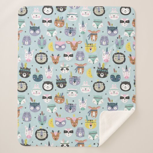 Cute Tribal Face Pattern Sherpa Deken (Voorkant)