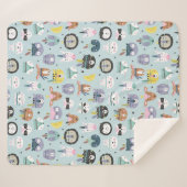 Cute Tribal Face Pattern Sherpa Deken (Voorkant (horizontaal))