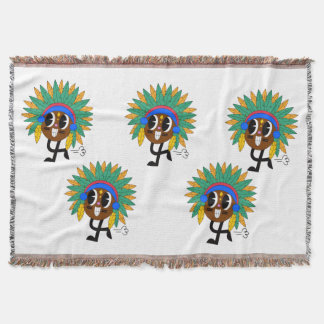 Cute Tribal Feather Cartoon Character Blanket  Deken