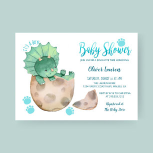 Cute Triceratops Dinosaur Tracks Boy Baby shower Kaart