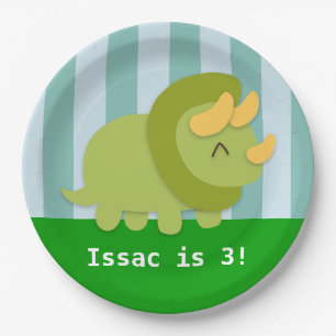 Cute Triceratops Dinosaur Verjaardagsfeestje Papieren Bordje