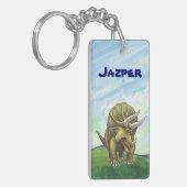 Cute Triceratops Personalized Sleutelhanger (Voorkant Links)