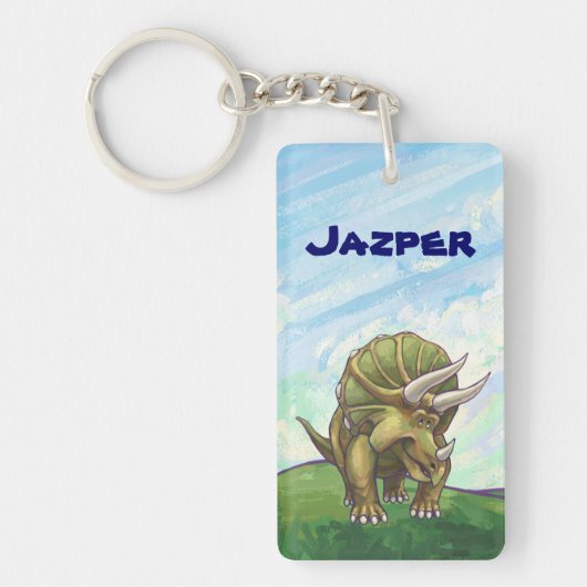 Cute Triceratops Personalized Sleutelhanger (Voorkant)