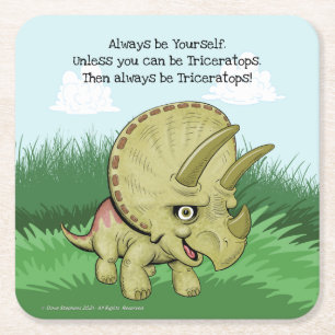 Cute Triceratops Vierkante Kartonnen Onderzetter
