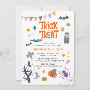 Cute Trick or treat Halloween 5e verjaardag Kaart