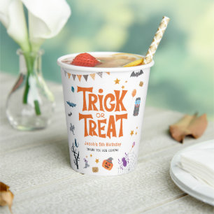 Cute Trick or treat Halloween 5e verjaardag Papieren Bekers