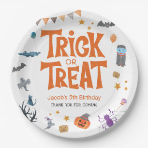 Cute Trick or treat Halloween 5e verjaardag Papieren Bordje