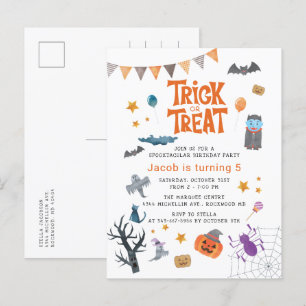 Cute Trick or treat Halloween 5e verjaardag Uitnodiging Briefkaart