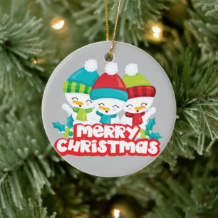 Cute Trio van Snowmen Holiday Keepomwille Keramisch Ornament