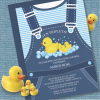 Cute TRIPLETS Canards Baby shower Invitation