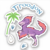 Cute Troodon Sticker (Voorkant)