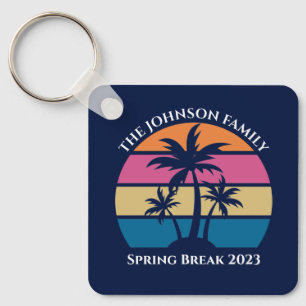 Cute Tropical Beach Custom Blue Beach Two Sided Sleutelhanger