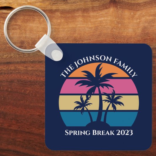 Cute Tropical Beach Custom Blue Beach Two Sided Sleutelhanger (Voorkant)