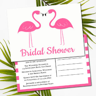 Cute Tropical Beach Pink Flamingo Vrijgezellenfees Uitnodiging Briefkaart