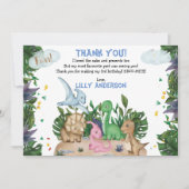 Cute Tropical Dinosaurs Oerwoud Greenery Birthday Bedankkaart (Voorkant)