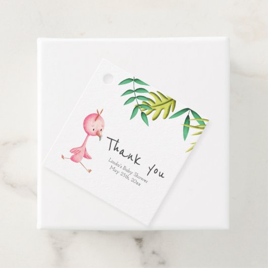 Cute Tropical Flamingo Persoonlijk Dank u Bedankjes Labels (In situ)