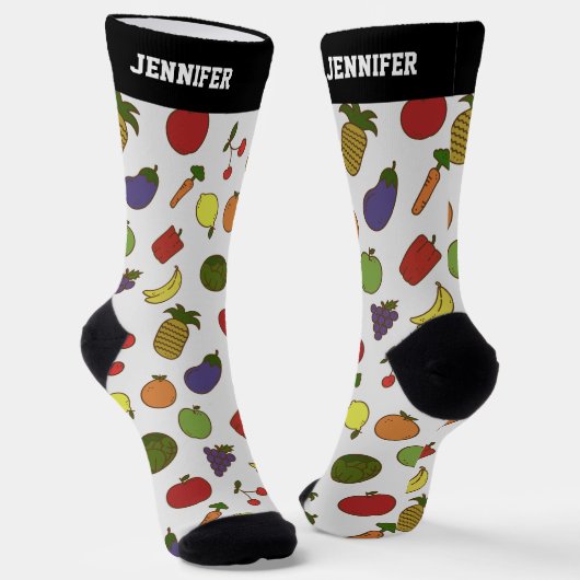 Cute Tropical Fruit Veggie Pattern Personalized Sokken (Gebogen)