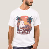 Cute Tropical Ghost Digital Nomad Halloween Design T-shirt (Voorkant)