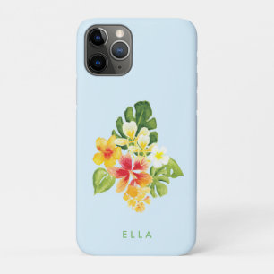 Cute tropical Island floral waterverf flower name iPhone 11 Pro Hoesje