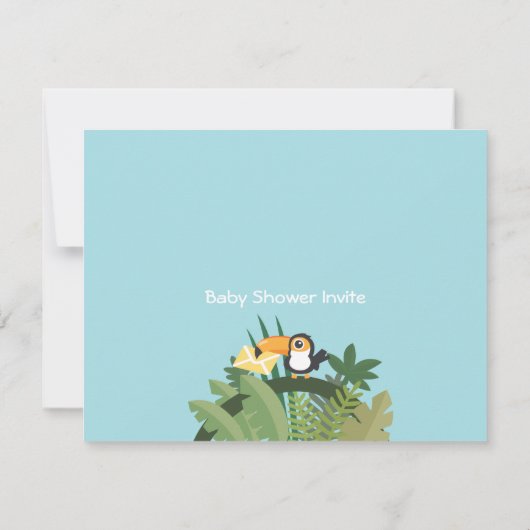 Cute Tropical Jungle Thème Bébé Douche Invitations (Dos)
