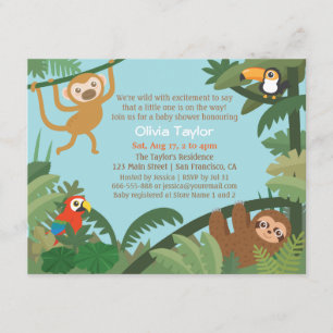 Cute Tropical Jungle Thème Bébé Douche Invitations