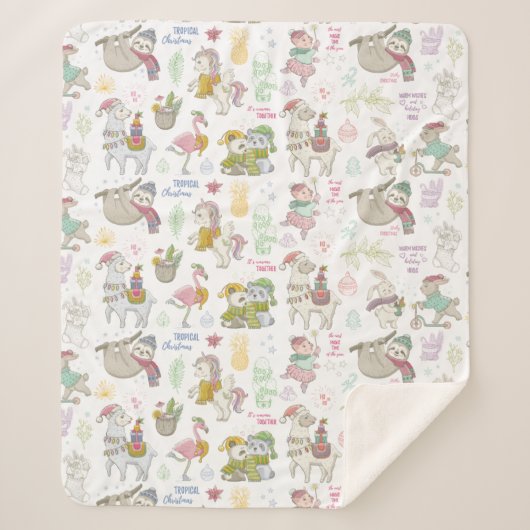 Cute Tropical kerstSherpa Blanket Sherpa Deken (Voorkant)
