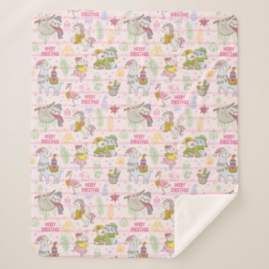 Cute Tropical kerstSherpa Blanket Sherpa Deken (Voorkant)