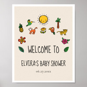 Cute tropical oerwoud Baby shower Welkom Poster