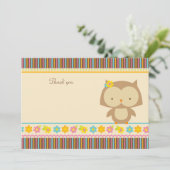 Cute tropical owl meiden dank je platte kaart (Staand voorkant)