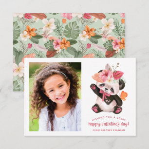 Cute Tropical Panda Kinder Photo Valentijn Card Notitiekaartje
