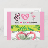 Cute Tropical Peace Love Flamingos Briefkaart (Voorkant / Achterkant)