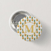 Cute Tropical Pineapple Monogram Button (Voorkant /achterkant)