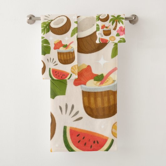 Cute Tropical Summer Pattern with Toucan and Fruit (En situation)