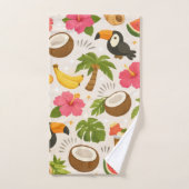 Cute Tropical Summer Pattern with Toucan and Fruit (Serviette à main)