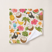 Cute Tropical Summer Pattern with Toucan and Fruit Bad Handdoek (Wasdoekje)