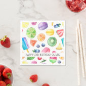 Cute Tropical Summer Tutti Fruitti Birthday Napkin Servet (Insitu)