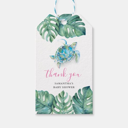 Cute Tropical Waterverf Zee Turtle Favor Cadeaulabel (Voorkant)