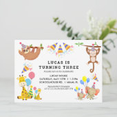 Cute Tropische Dieren Safari Jongens Verjaardag  Kaart (Staand voorkant)