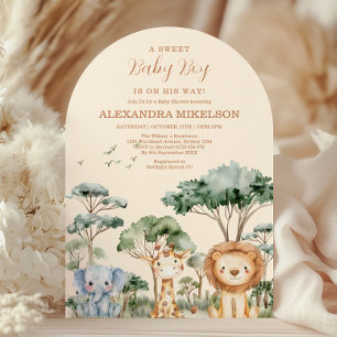 Cute Tropische Jungle Safari Dieren Baby Shower Kaart