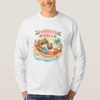 Cute Tropische Kattenhangmat “Purradise Vibes” Str T-shirt