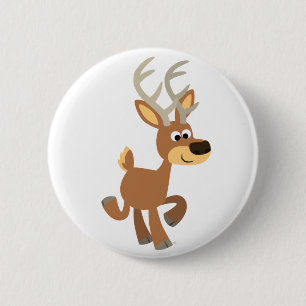 Cute Trotting Cartoon Deer Button Badge