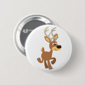 Cute Trotting Cartoon Deer Button Badge (Voorkant /achterkant)