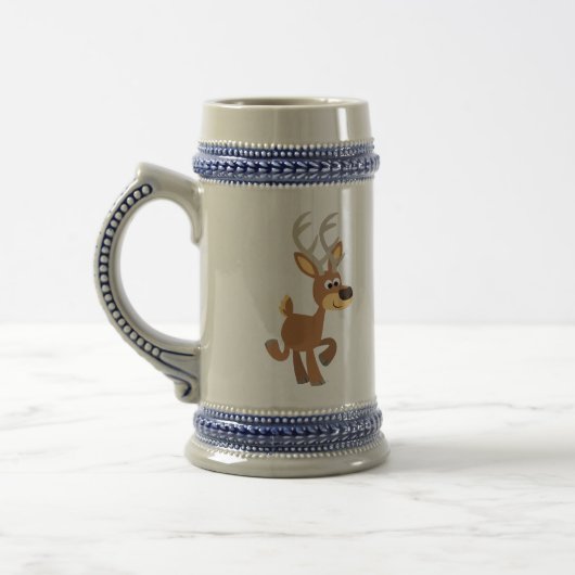 Cute Trotting Cartoon Deer Stein Bierpul (Links)