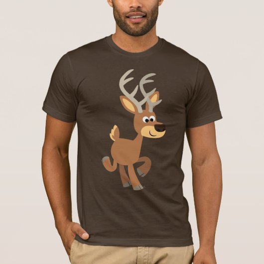 Cute Trotting Cartoon Deer T-Shirt (Voorkant)