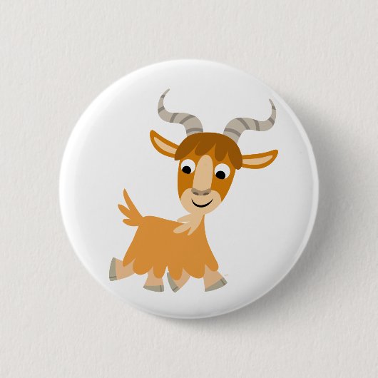 Cute Trotting Cartoon Goat Button Badge (Voorkant)