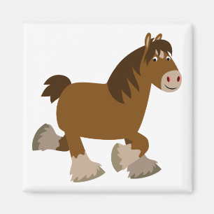 Cute Trotting Cartoon Shire Horse Magnet Magneet