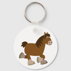 Cute Trotting Cartoon Shire Horse Sleutelhanger