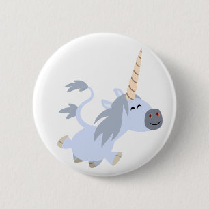 Cute Trotting Cartoon Unicorn Button Badge