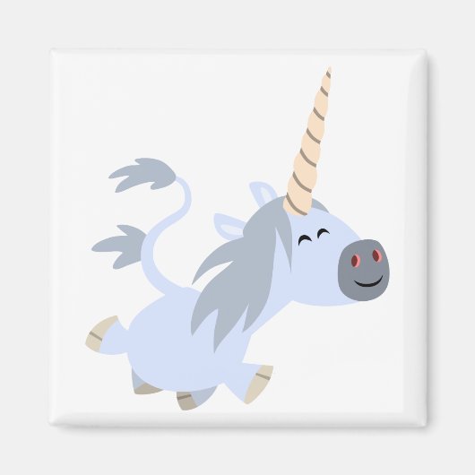Cute Trotting Cartoon Unicorn Magnet Magneet (Voorkant)