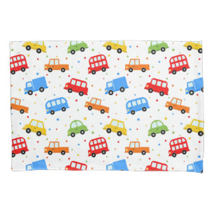 Cute Trucks Cars Buses Vehicles Bedding Boy Kussensloop